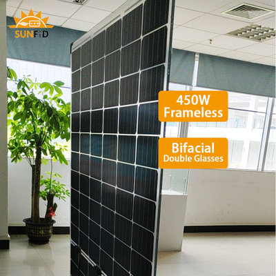 450W Frameless monokristalliner Sonnenkollektor Bifacial 10BB für Wohnenergie-Speicher-System