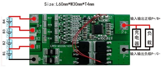 Wieder aufladbares Schutzschaltungs-Brett BMS Battery Lithium 3.2v 4s 10a 12.8v